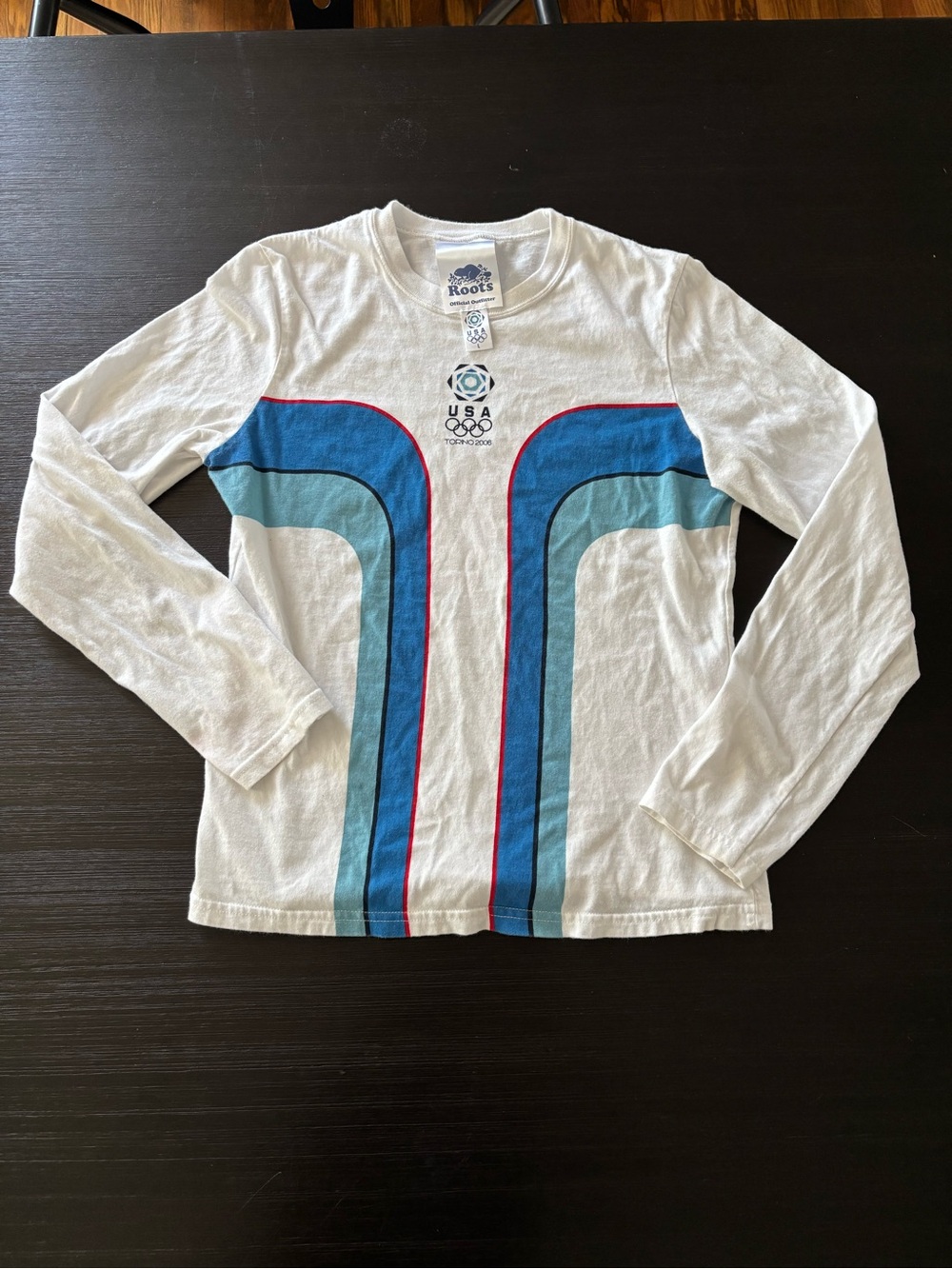Vintage Roots USA Winter Olympics Torino 2006 Long Sleeve T Shirt Juniors Sz L